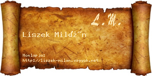 Liszek Milán névjegykártya