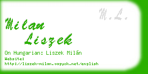 milan liszek business card